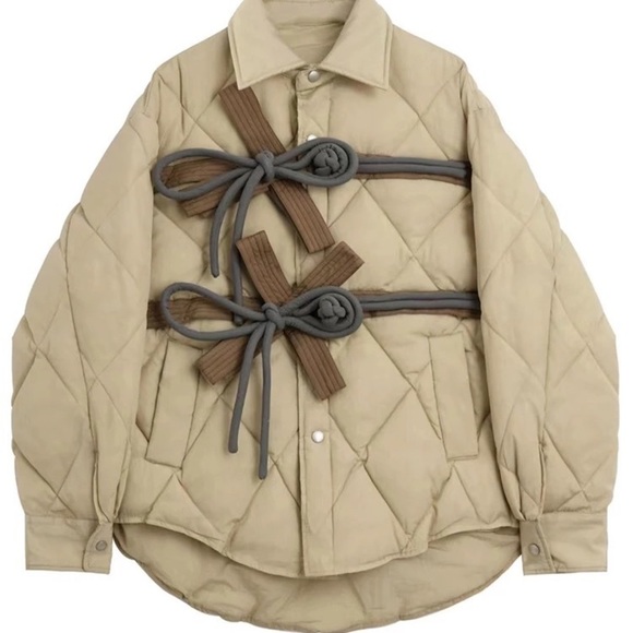Jackets & Blazers - Quilted Bow and Rope Embellished Jacket